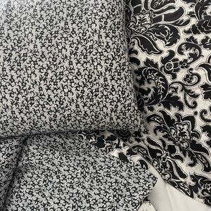 Ethan Allen, vintage 100% linen,Elegant Black and White Floral Bedding Set